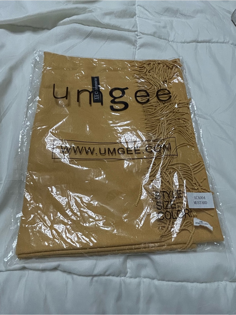 Umgee SCA004 mustard “Cashmere” scarf/wrap (still in the original plastic